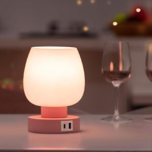 Touch Bedside Table Lamp - Modern Small Lamp for Bedroom Living Room Nightstand, Desk lamp with White Opal Glass Lamp Shade, Warm LED Bulb, 3 Way Dimmable, Simple Design